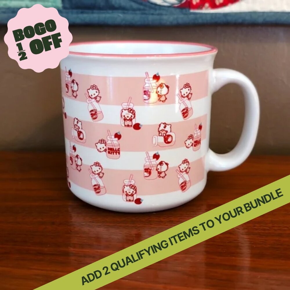 🎀🐱Hello Kitty Strawberry Milk Coffee Mug🐱🎀